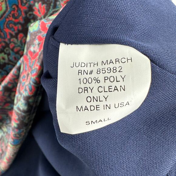 Judith March Arabian Night Velvet Printed Bell Sleeve Skater USA Made Dress Sml - Picture 4 of 6